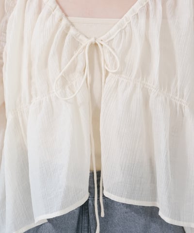 Kastane  褶邊透膚襯衫11