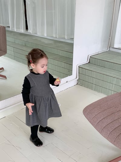 JE608｜(80cm-110cm) 學院素面背心洋裝/花邊領上衣17