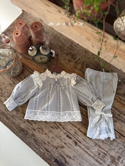 Marron19｜(1y-6y) 蝴蝶結蕾絲開岔長褲14