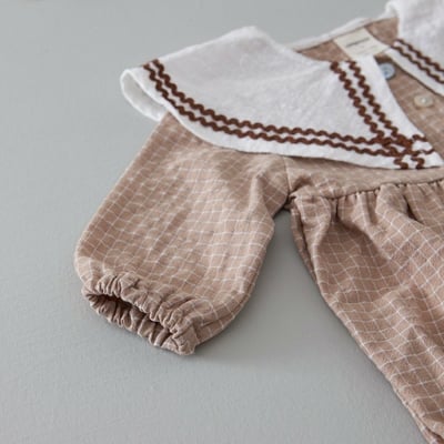 LEMONADE40｜(55cm-85cm) 2色格紋翻領包屁衣含帽子18