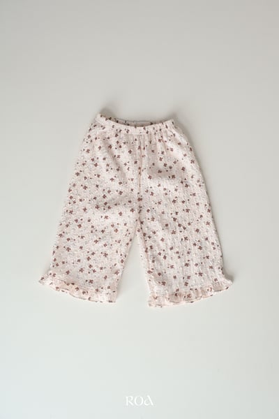 ROA33｜(6m-18m) 2色抓皺碎花荷葉擺長褲12