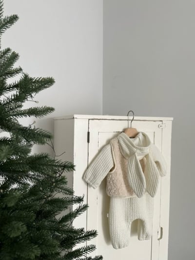 MONBEBE06｜(3m-24m) 針織連帽小兔連身衣5