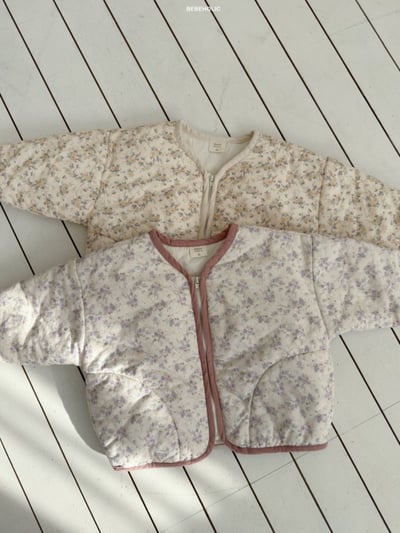 Bebe holic19｜(6m-18m) 碎花滾邊鋪棉拉鍊外套1