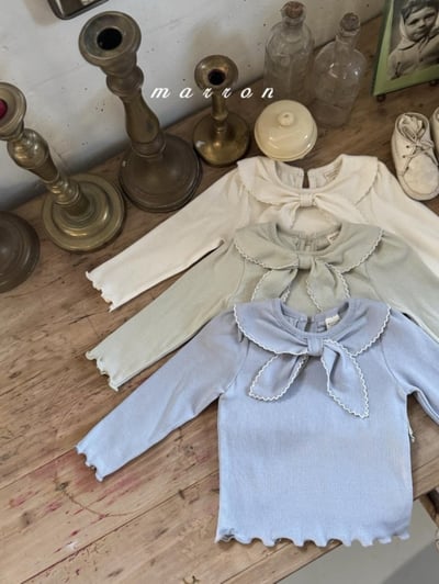 Marron49｜(1y-6y) 領結木耳邊上衣9