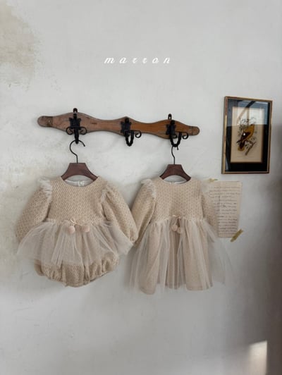 Marron 18｜(1y-6y) 花紋毛球薄紗洋裝11