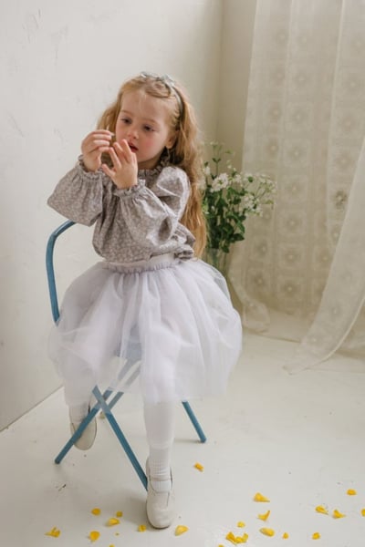 FLO24｜(75-140) 2色田園碎花娃娃袖上衣12