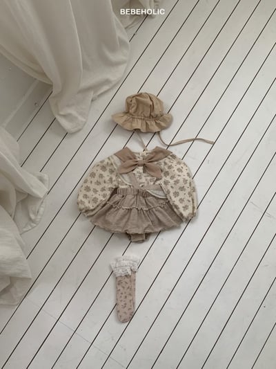 Bebe holic41｜(3m-18m) 領結碎花娃娃袖襯衫9