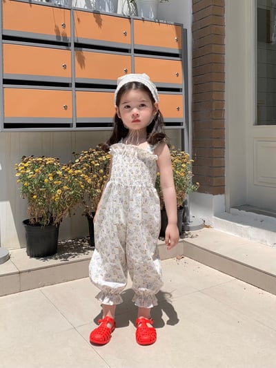 JE51｜(73-120cm) 碎花吊帶連身褲19