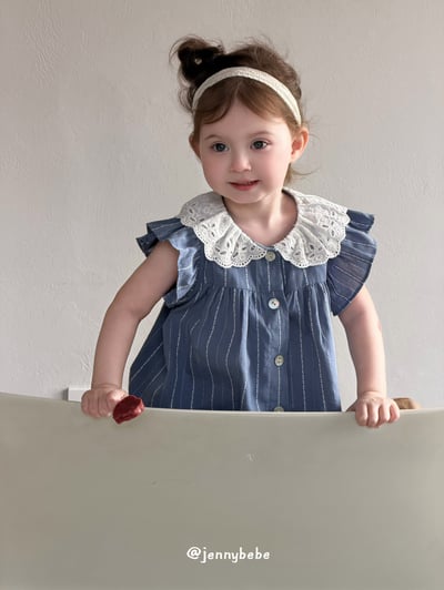 JE724｜(80-110cm) 蕾絲領線條套裝7