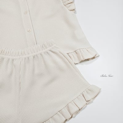 bebe nine45  (65cm-115cm) 2色荷葉鈕釦開衫套裝9