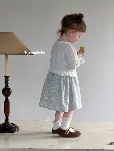 JE721｜(73-100cm) 天藍碎花細肩洋裝/壓紋開襟外套11