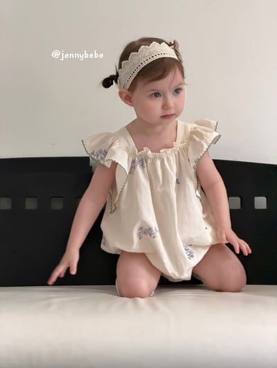 JE708｜(66-90cm) 刺繡花卉滾邊包屁衣17