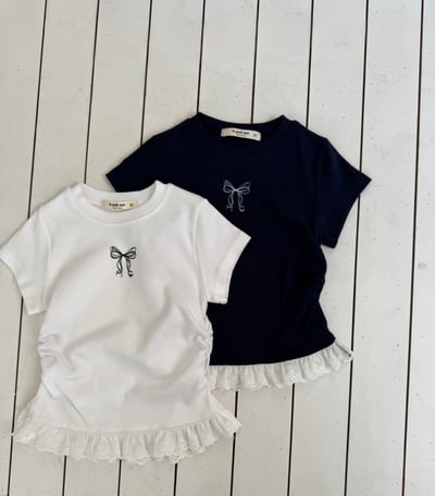 LePetitmot19｜(80-125cm) 蝴蝶結蕾絲上衣1