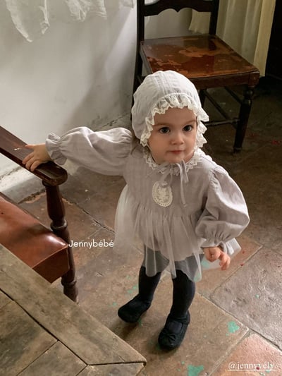 JE557｜(66-90cm) 蕾絲袖章包屁衣含帽子12