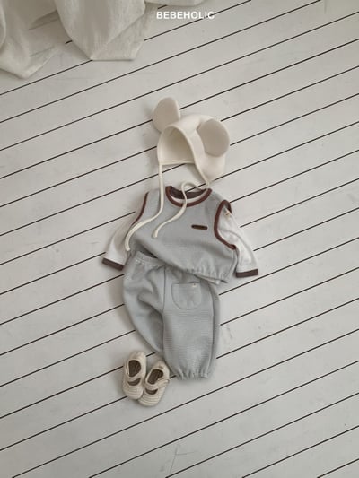 Bebe holic53｜(3m-18m) 滾邊壓紋無袖長褲套裝9