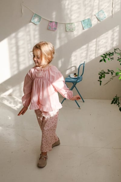 FLO52｜(75-140) 2色碎花蕾絲口袋直筒褲16