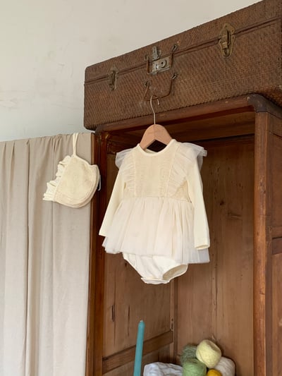 JE021｜(66cm-90cm) 蕾絲花紋薄紗包屁衣含帽子22