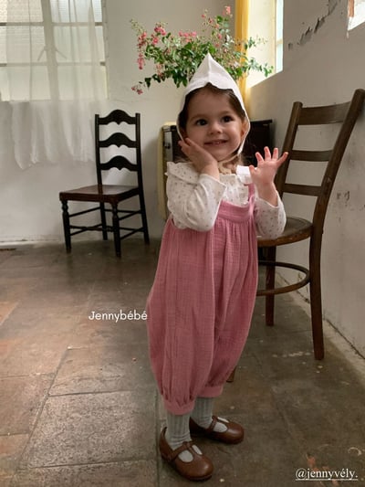 JE566｜(73-100cm) 百搭荷葉領上衣/棉紗吊帶褲22