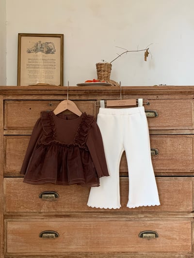 JE634｜(80cm-110cm) 毛絨花邊喇叭褲13