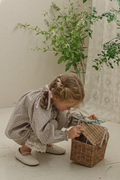 FLO24｜(75-140) 2色田園碎花娃娃袖上衣4