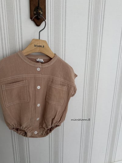 Bloom.b09｜(0m-18m) 亞麻縫線包屁衣3