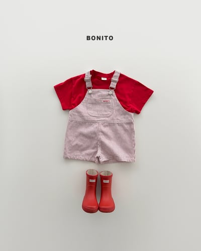 Bonito23｜(75cm-125cm) 3色直條紋吊帶短褲7