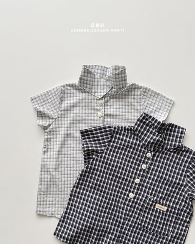 onu53｜(6m-12m) 格紋有領包屁衣2