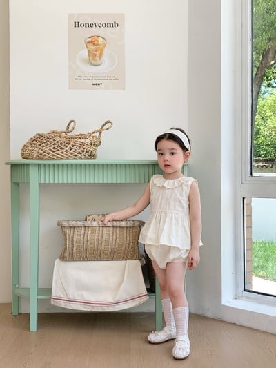 JE50｜(66-100cm) 無印花邊包屁衣/套裝4