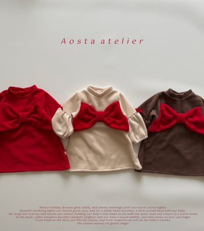 AOSTA26｜(6m-5y) 冬季磨毛蝴蝶結洋裝1