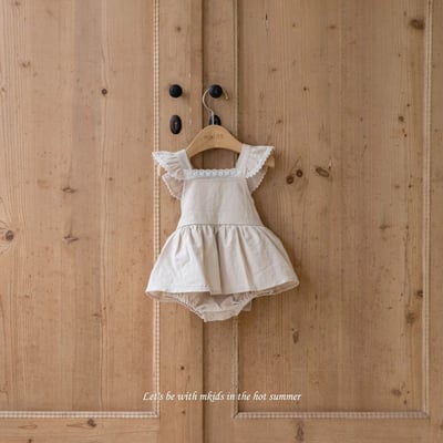 M-KIDS36｜(65-80cm) 綁帶摺邊包屁衣2