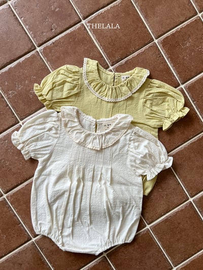 thelala50｜ (0m-18m) 滾邊荷葉領公主袖包屁衣6