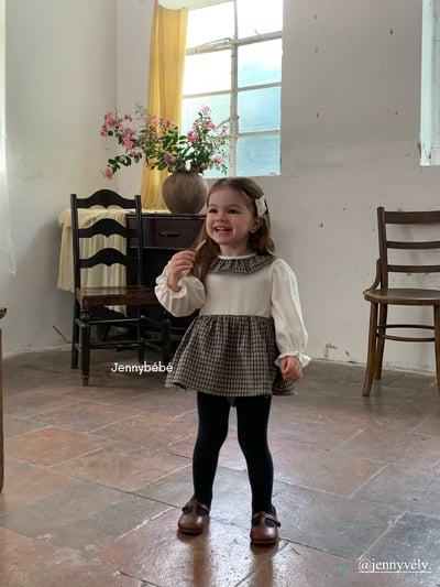 JE583｜(66-90cm) 格紋蝴蝶結綁帶包屁衣11