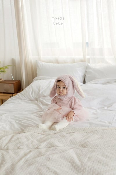 M-KIDS02｜(55-80cm) 2色羅紋捲邊薄紗綁帶包屁衣3