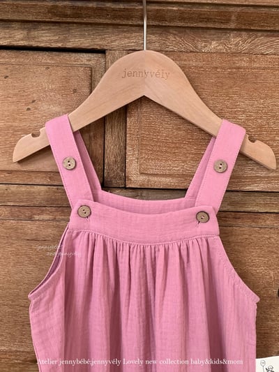 JE566｜(73-100cm) 百搭荷葉領上衣/棉紗吊帶褲19