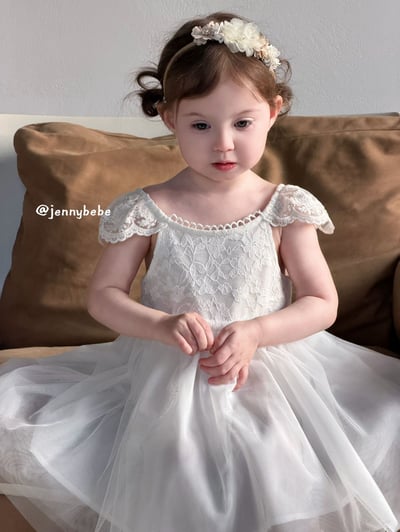 JE729｜(80-110cm) 白天鵝壓紋薄紗洋裝17