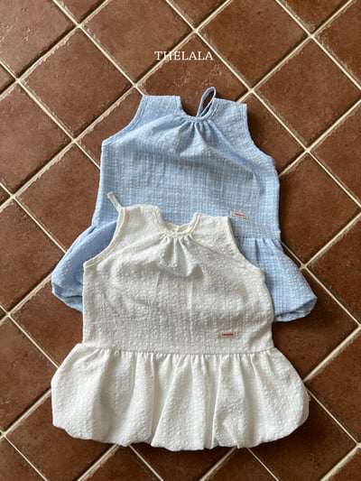 thelala66｜ (70-115) 壓紋無袖綁帶氣球洋裝3