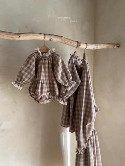 Anne Shirley15｜(3m-22m) 1色格紋蕾絲縮口包屁衣11