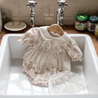 M-KIDS38｜(65-80cm) 歐式碎花滾邊包屁衣10