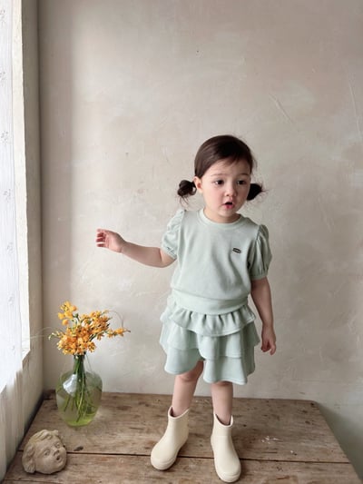 Azalea08｜(85-118cm) 公主袖蛋糕褲套裝6