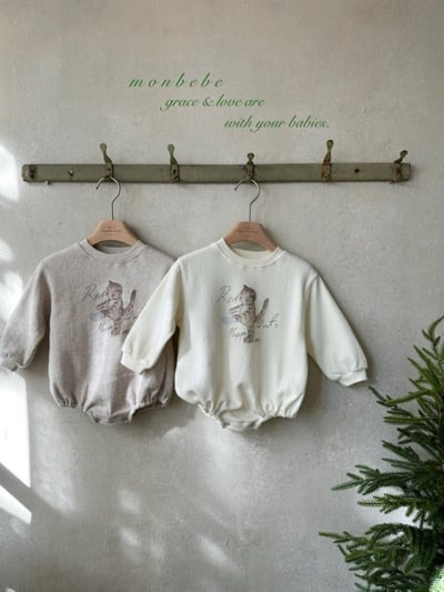 MONBEBE40｜(3m-24m) 法式小貓印花包屁衣3