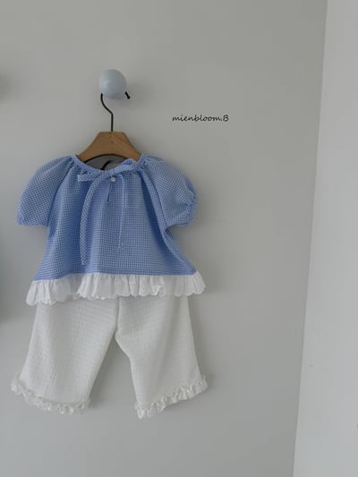 Bloom.b33｜(55cm-118cm) 格紋蕾絲花邊上衣3