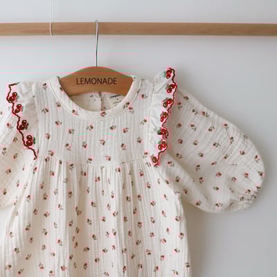 LEMONADE05｜(55cm-85cm) 2色滿版櫻桃/碎花包屁衣含帽子16