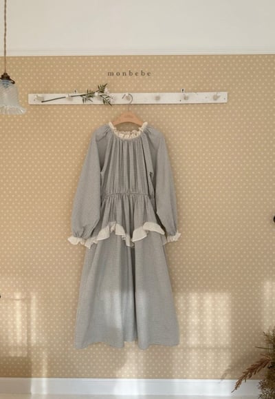 MONBEBE40｜(1y-8y-mom) 格紋蕾絲滾邊洋裝24