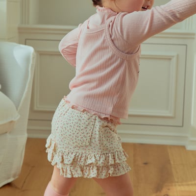 1st blue06｜(~93-118cm) 碎花荷葉花邊短褲3