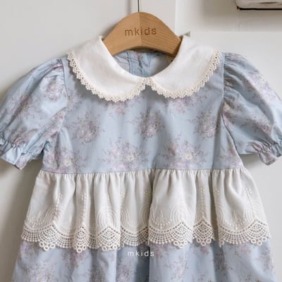 M-KIDS12｜(65-115cm) 歐式碎花滾邊洋裝2