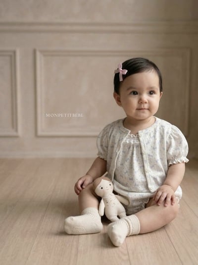 Mon petit04｜(66-90cm) 蝴蝶結短袖開襟外套5