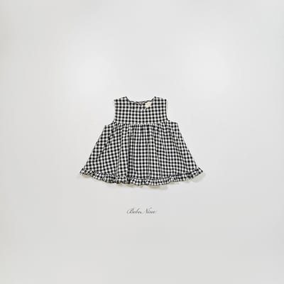 bebe nine14  (65cm-115cm) 3色格子摺邊雪紡衫4