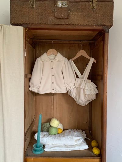 JE606｜(73cm-100cm) 毛呢蕾絲領吊帶包屁套裝17