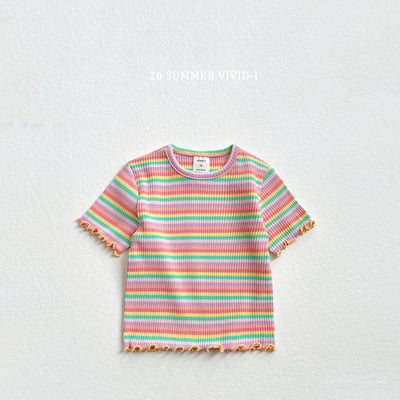 vivid49｜(78cm-125cm) 3款彩虹條紋木耳邊上衣6