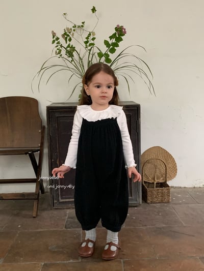 JE566｜(73-100cm) 百搭荷葉領上衣/棉紗吊帶褲8